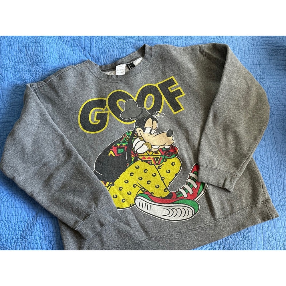 Disney Goofy Graphic Sweatshirt Gray Crewneck‎ Pullover Long Sleeve Size L
